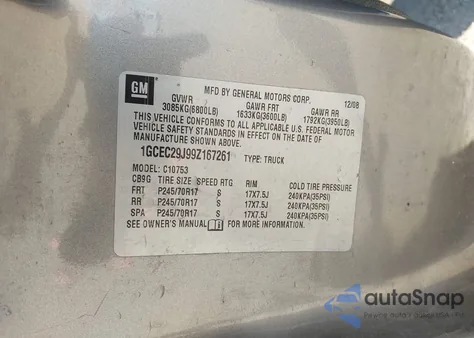 2009 Chevrolet Silverado 1500 Lt z USA, uszkodzony, nr VIN 1GCEC29J99Z167261